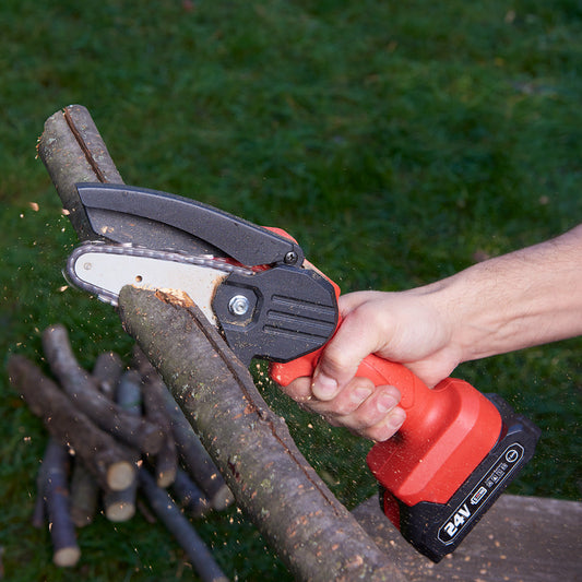 Mini Chainsaw – Cordless Electric, Garden Cutting & Safety Lock Tool