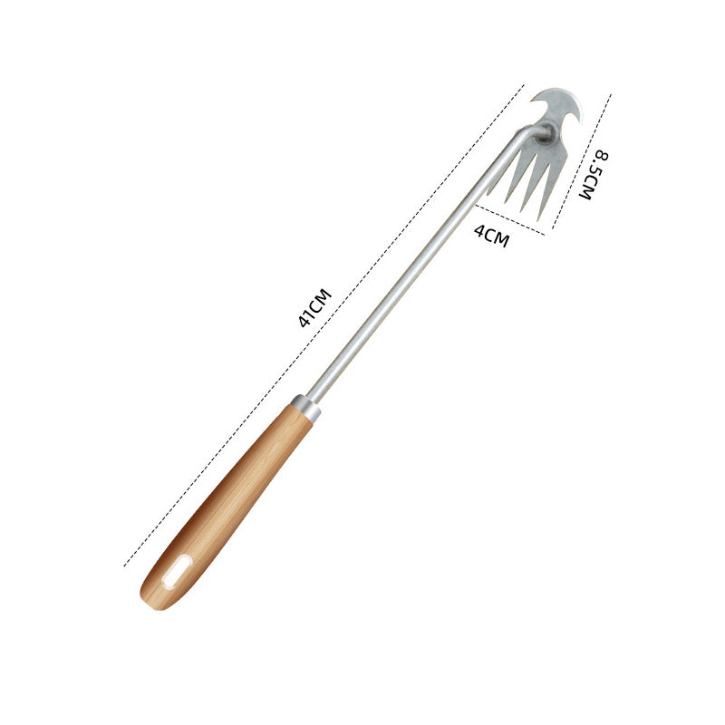 Stainless Steel Weeding Fork – Ergonomic Wooden Handle, 3-Prong & 40/50cm Lengths