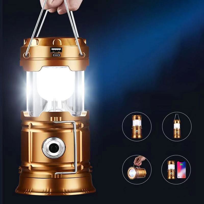 Solar LED Camping Lantern – USB Power Bank, Telescopic & Rechargeable