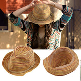 Wide-Brim Straw Sun Hat – Khaki, Fedora Style & UV Protection