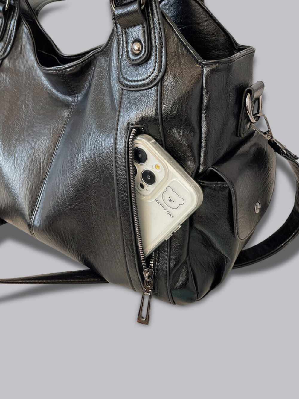 Stylische Handtasche mit Reißverschlusstaschen & Abnehmbarem Trageriemen – Ideal für Alltag & Reisen