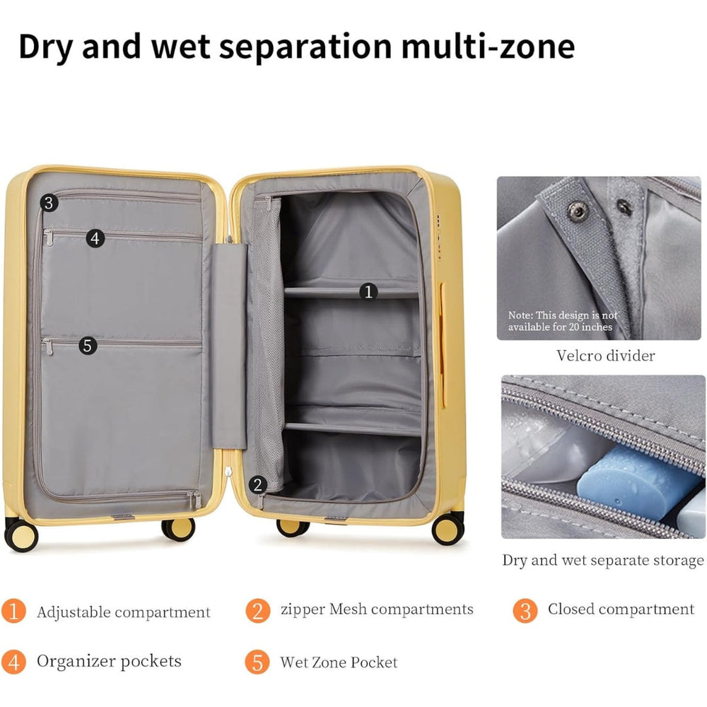 Optimized Product Title: **Airline-Approved 20" Carry-On Luggage - Durable Triple-Layer PC Shell with 3:7 Split Design for Easy Packing** 

This title includes relevant keywords while highlighting key features to attract potential buyers.