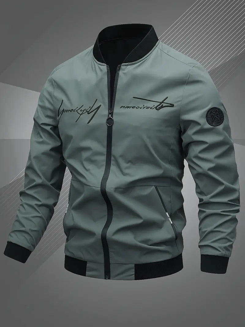 Finn Casual Men's Bomber Jacket with Embroidered Lettering - Stylish & Comfortable Outerwear
