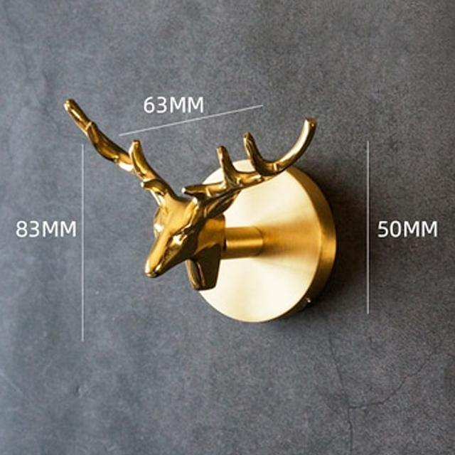 Brass Wall Hooks – Solid Brass, Animal Head Design & Gold Finish