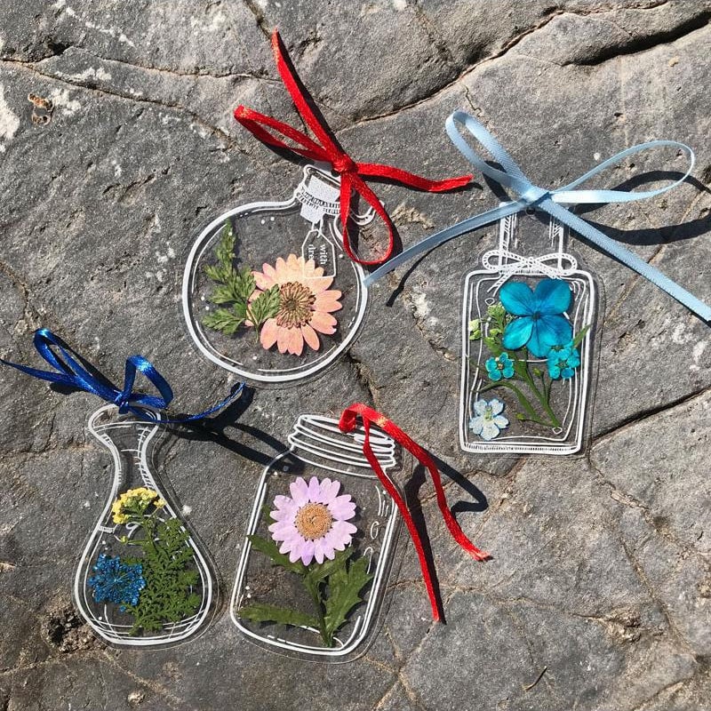 Dried Flower Bookmark Set 30 Pieces – Clear Acrylic, 5 Designs & Decorative Tassel