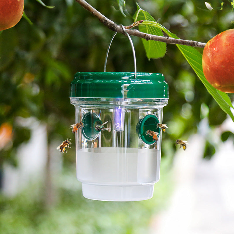 Solar Wasp Trap – LED Attractant, Dual-Entry & Reusable 2-Pack