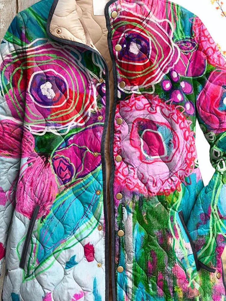 Feminine Charmante Blumenmuster Jacke – Elegante Damenjacke für jeden Anlass