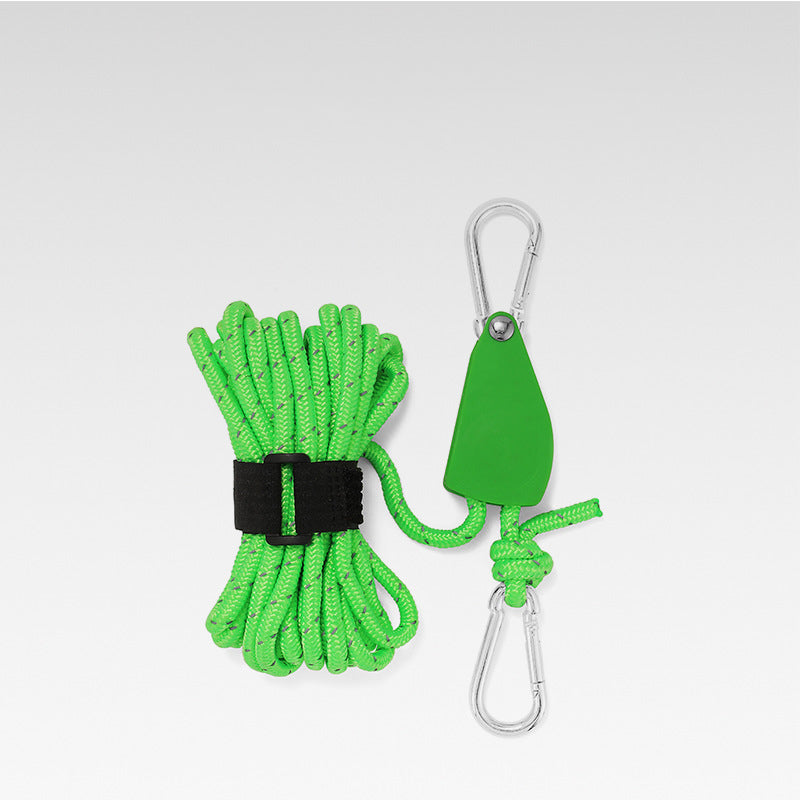 Tent Guy Line with Pulley System – 190kg Capacity, Reflective, Aluminum Alloy