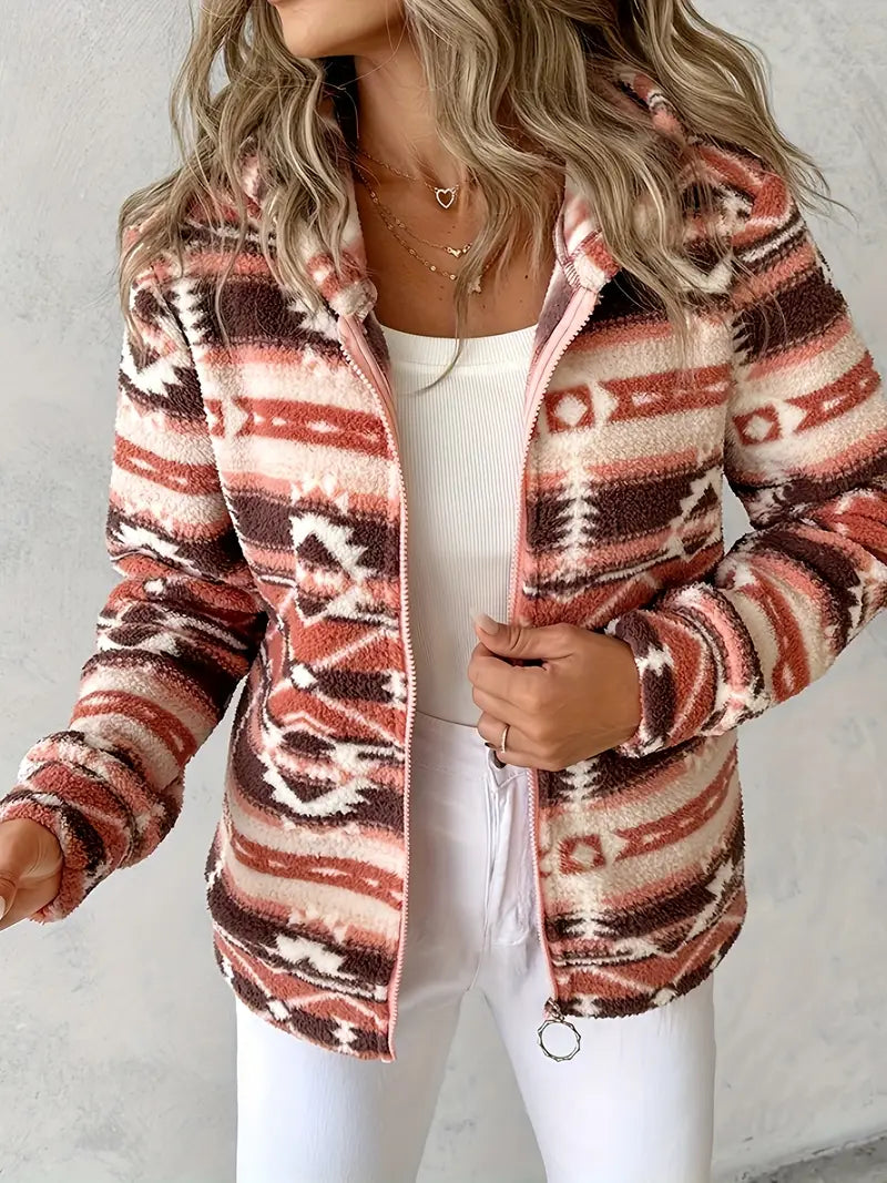 Ladies' Teddy Vest with Aztec Pattern- Nayeli