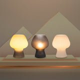 Vintage Bedside Table Lamp | Ribbed Glass Mushroom Lamp