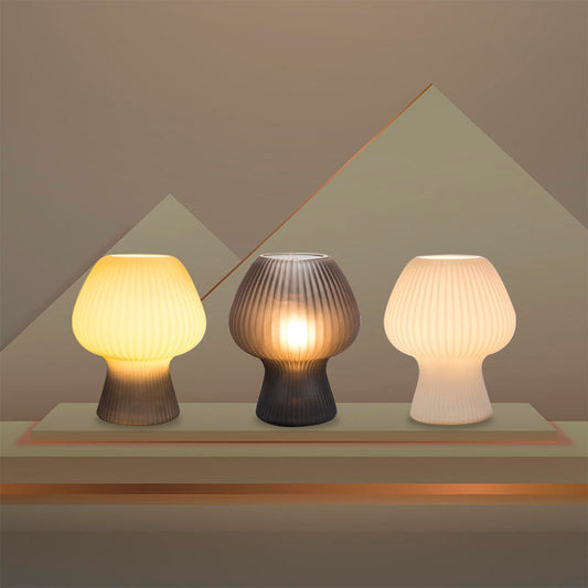 Mushroom Table Lamp – Vintage-Style, Ribbed Glass & Warm Bedside Glow