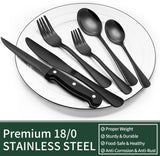 Premium 24-Piece Black Stainless Steel Cutlery Set - Elegant & Durable Kitchen Utensils for Everyday Use