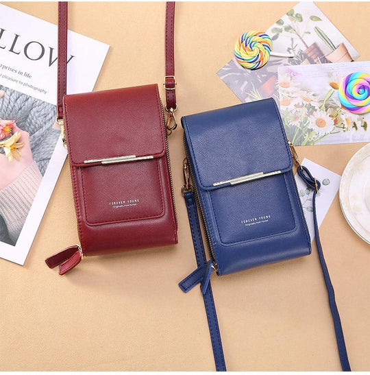 Women's Crossbody Phone Bag – Touchscreen Window, Adjustable Strap & Multi-Pocket
