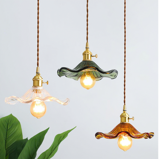 Pendant Light – Flower Glass Design, LED Illumination & Multiple Color Options