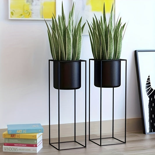 Metal Indoor Plant Stand – Modern, Black & Rectangular Design