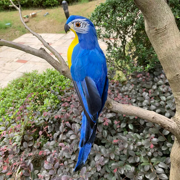 Lebensechter Papagei Gartenornament – Dekorative Vogelfigur mit Realistischen Federn für Garten & Terrasse