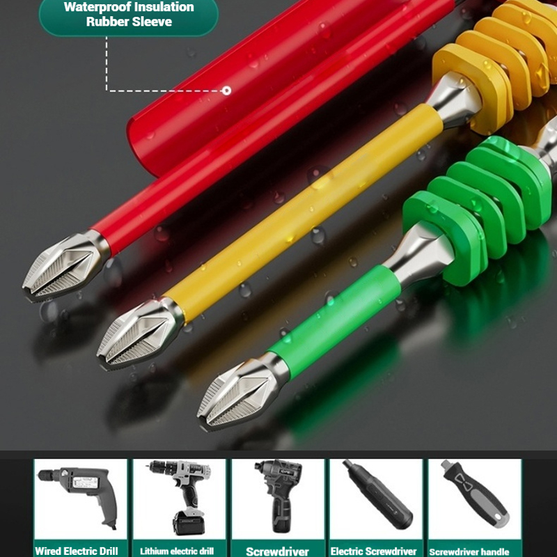 Magnetic Screwdriver Bit Set – S2 Alloy Steel, Anti-Slip Phillips Tip & 65/90/110mm Lengths