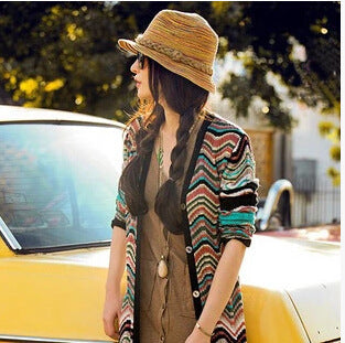 Wide-Brim Straw Sun Hat – Khaki, Fedora Style & UV Protection