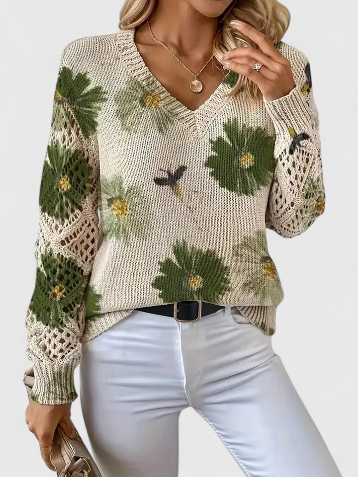 Noelle Floral Knit Sweater - Stylish Strickpullover for Women