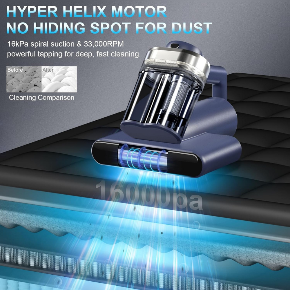 UV-C Mattress Vacuum Cleaner – Anti-Mite, HEPA Filter & Dual Dust Chamber