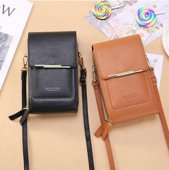 Women's Crossbody Phone Bag – Touchscreen Window, Adjustable Strap & Multi-Pocket