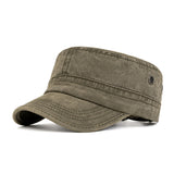 Unisex Cotton Military Cap – Flat Design, Adjustable 56–61cm & Curved Brim
