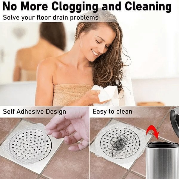Disposable Drain Hair Catcher Stickers – 10-Pack, Waterproof Mesh & 10×10cm