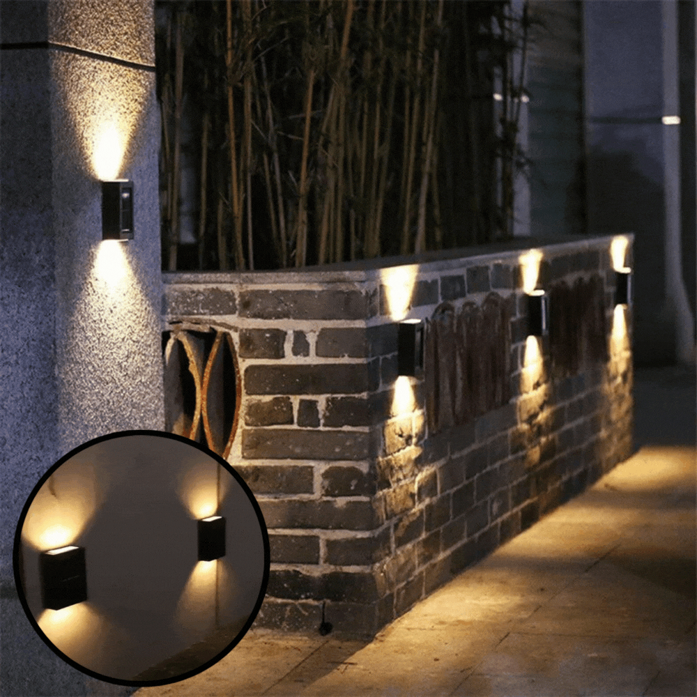 Solar LED Outdoor Wall Light – IP65 Waterproof, Warm White, Wireless, 2-Pack