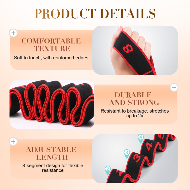 8-Segment Stretch Fitness Band – Yoga & Strength Training, Stretches to 490cm