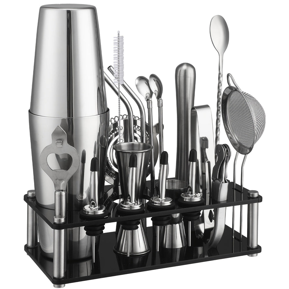 20-Piece Cocktail Bar Set – Stainless Steel Tools, Acrylic Stand & Boston Shaker