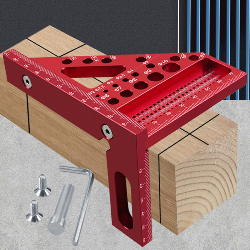 Aluminum Angle Ruler – 90° & 45° Measuring, Laser Scale & Pre-Drilled Holes