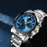 Unisex Digital Sports Watch – 3 Time Zones, 30m Waterproof & EL Backlight