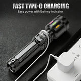 LED Flashlight – Rechargeable USB-C, Zoom Beam up to 600m & IPX4 Waterproof