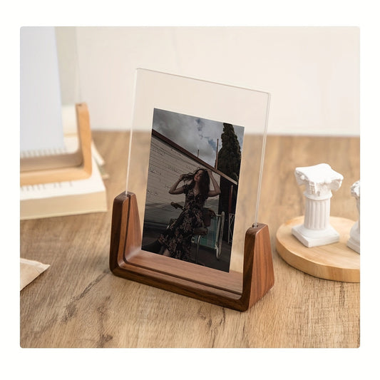 Acrylic Wood Photo Frame – U-Shaped, Modern & Minimalist Tabletop Display