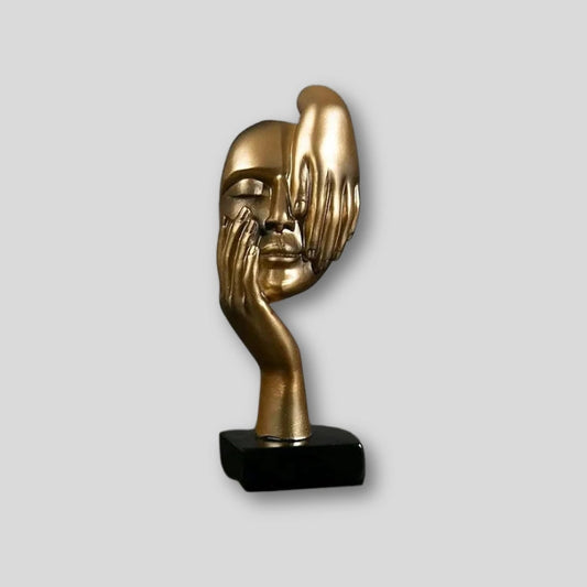 Abstract Face Sculpture – Resin, 17×6.5×5cm, Gold, Black or White Home Decor