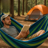 Optimized Product Title: "Gestreifte Hängematte mit Faltbarem Gestell & Rutschfester Unterlage - Ideal für Garten & Camping" 

This title includes relevant keywords for better visibility and highlights the product's key features and uses.