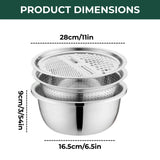 Optimized Product Title: "3-in-1 Edelstahl Schüssel Set mit Reibe und Sieb – Hochwertige Küchenutensilien für vielseitige Anwendungen" 

This title includes relevant keywords while emphasizing the product's features and quality, making it more appealing f
