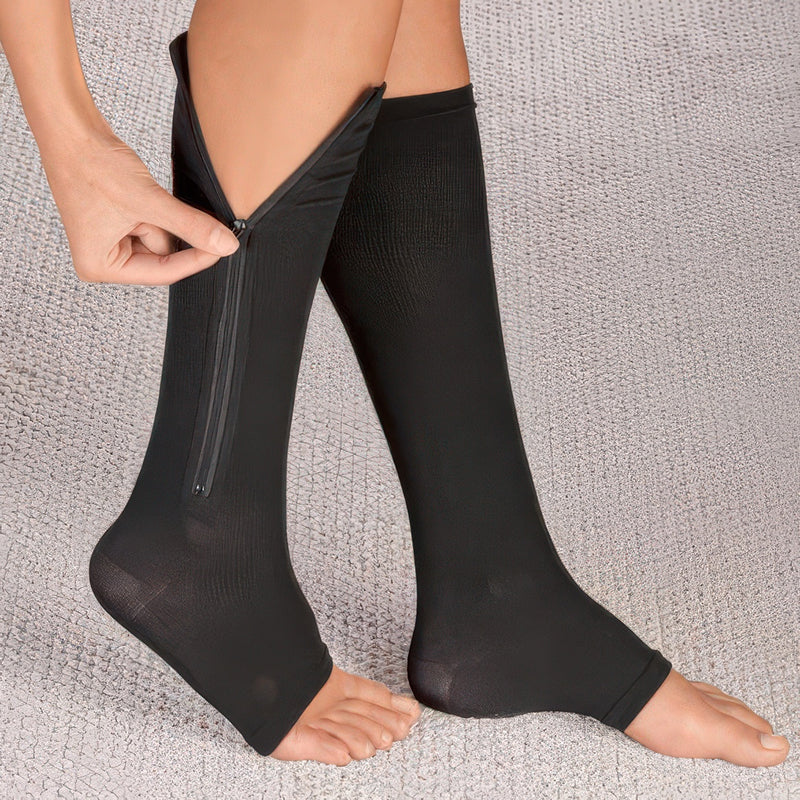 Compression Socks – Zipper Closure, 20-30 mmHg Firm Support & Unisex Fit