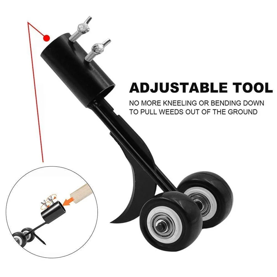 Stand-Up Weed Puller with Wheels – Metal Blade, Adjustable Length & Back-Saving Design
