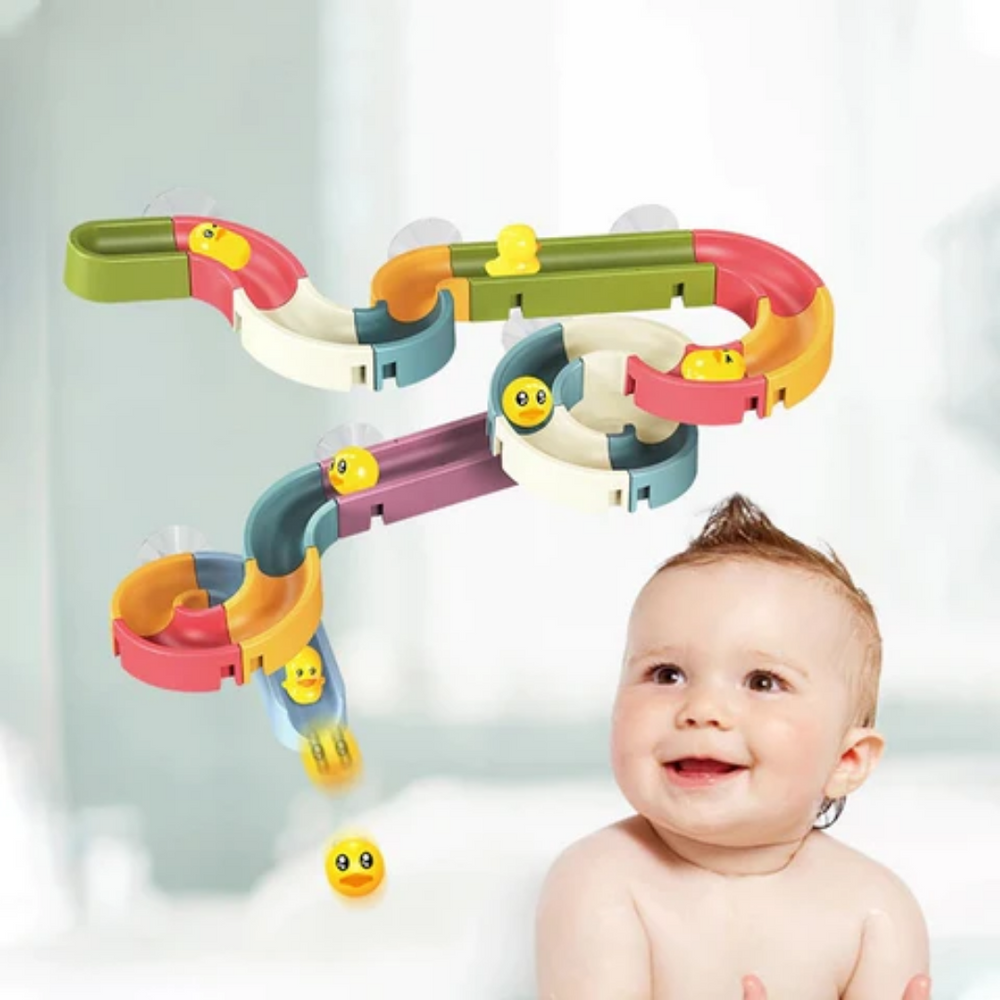 Bath Toy Water Slide Set – 34-Piece ABS, Suction Cups & Rubber Ducks for Kids 2+