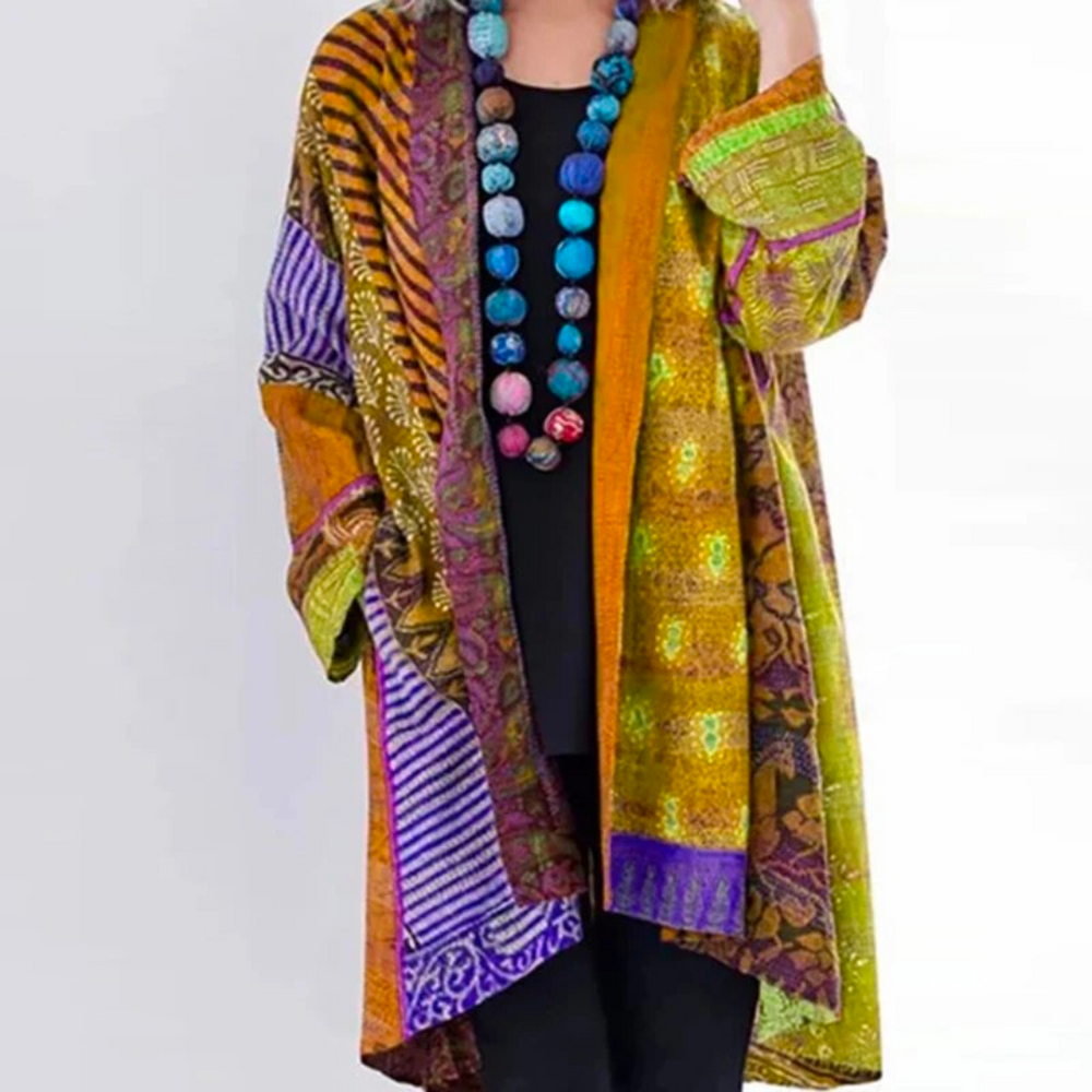 Autumn Boho cardigan with colorful autumn pattern – Maravilla
