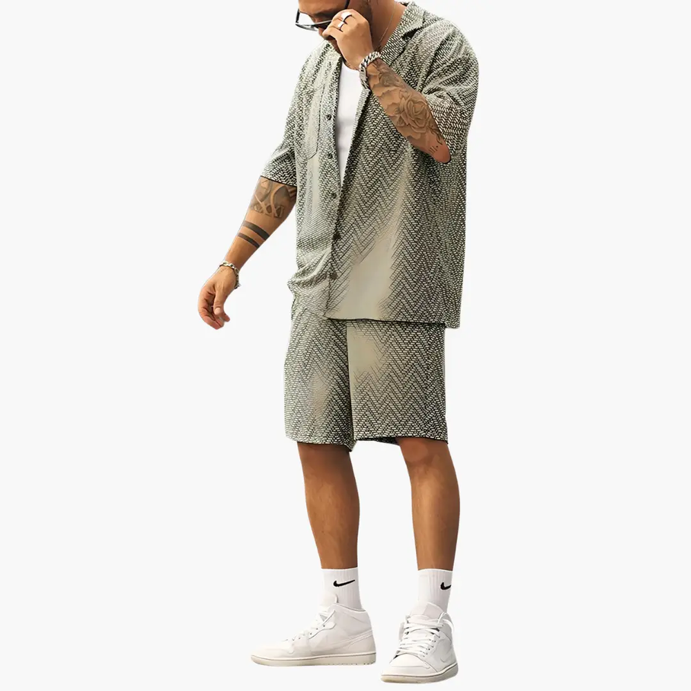 Men's Two-Piece Set – Short Sleeve, Collared & Summer Style