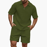Men's Two-Piece Set – Quilted Structure & Half-Zip