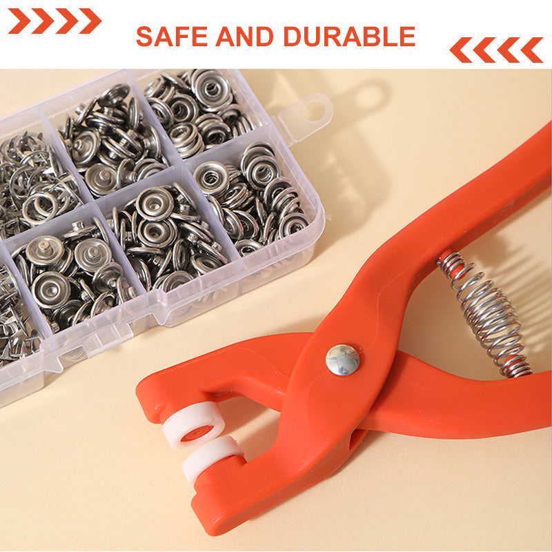 Metal Snap Fastener Set with Pliers – Stainless Steel, Silver & 50-Piece Kit