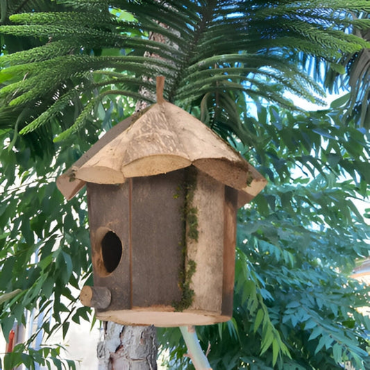 Wooden Bird House – Hanging Strap, Handcrafted Build & Weatherproof for Garden and Balcony