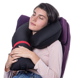 Inflatable Travel Neck Pillow – Adjustable Air Pressure, Ergonomic Support & Carrying Bag