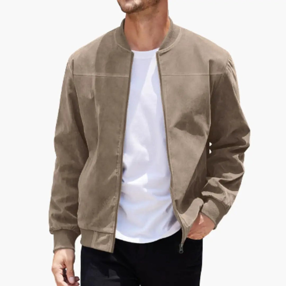 Women's Bomber Jacket – Ribbed Collar, Full-Zip Closure & Side Pockets