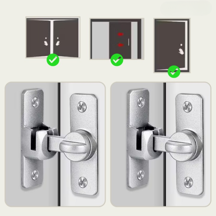 Aluminum Door Latch Lock – Corrosion-Resistant, Silver, 2-Pack with Screws