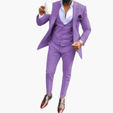 Men's Three-Piece Suit Set – Vest, Breathable Blazer & Notched Lapel Design
