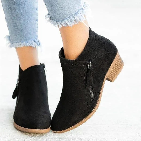 Helena Orthopedic Leather Ankle Boots – Black